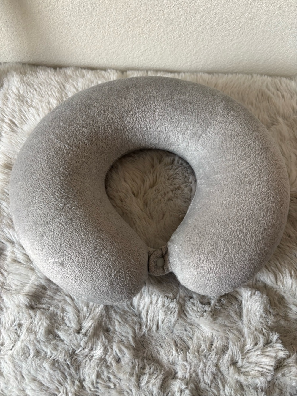 Plush Gray U-Shaped Travel Neck Pillow